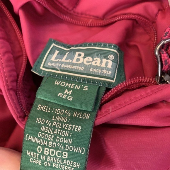 L.L. Bean Womens M Pink Grey Puffer Vest Full Zip Goose Down Pockets Reversible - Picture 9 of 10